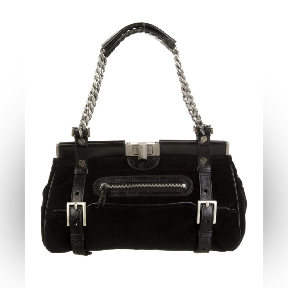 Lanvin Velvet and Leather Shoulder Bag